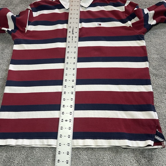 Tommy Hilfiger Rugby Long Sleeve Shirt Mens L Large Striped Red Blue White - Picture 13 of 14